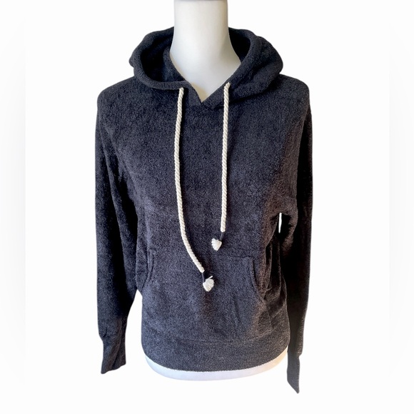 On The Road Tops - On The Road Black Velvety Soft Rayon Blend Hoodie, Small, Casual Loungewear